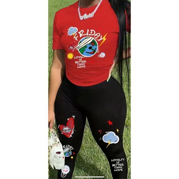 Two piece cartoon graphic have in red and black.Size 14 - Picture 1 of 15